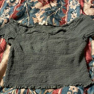 La Hearts Forest Green Smocked Crop Top